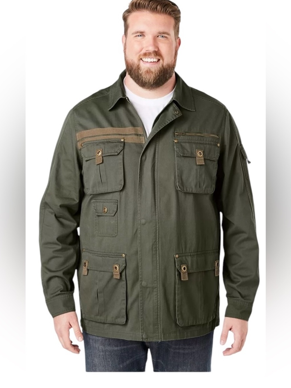 Boulder Creek Utility Field Jacket SZ 4XL Big Multi Pocket Olive Durable Cotton